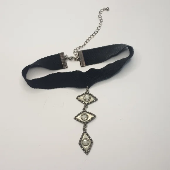 Long pendant adjustable choker boho black/grey - Picture 12 of 14